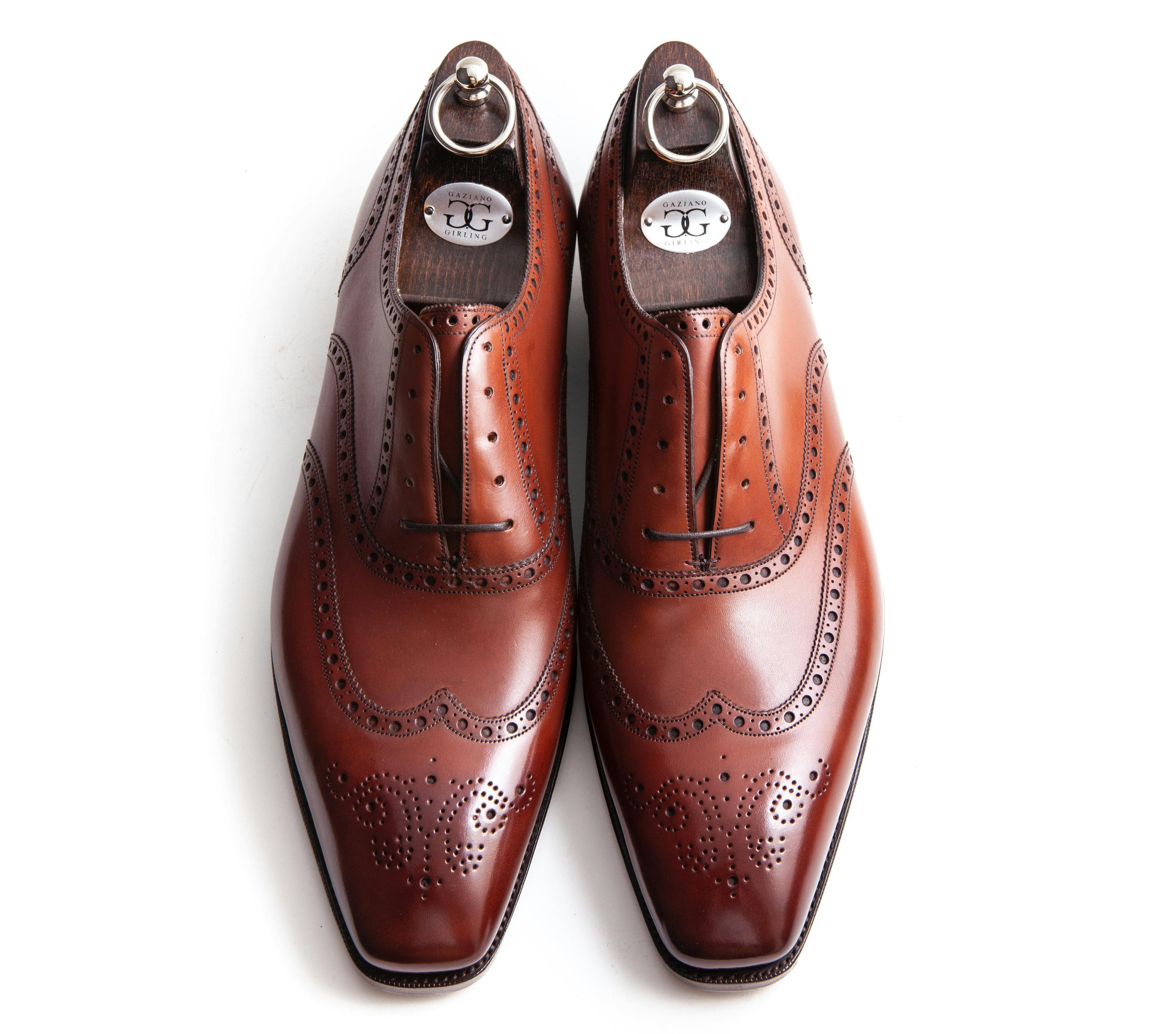 Top view of a Gaziano & Girling Rothschild in vintage cherry calf.