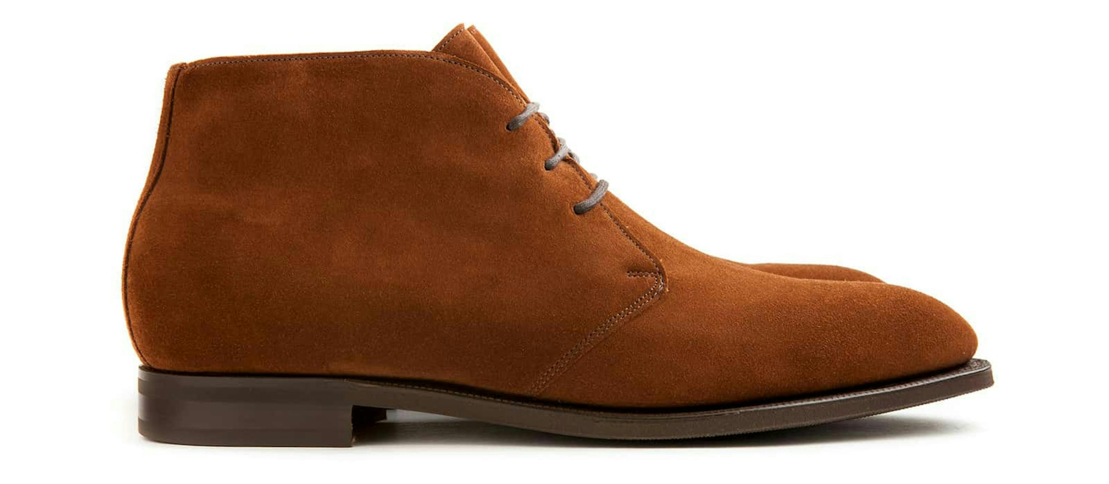 Side view of an Edward Green Banbury in Snuff Suede.