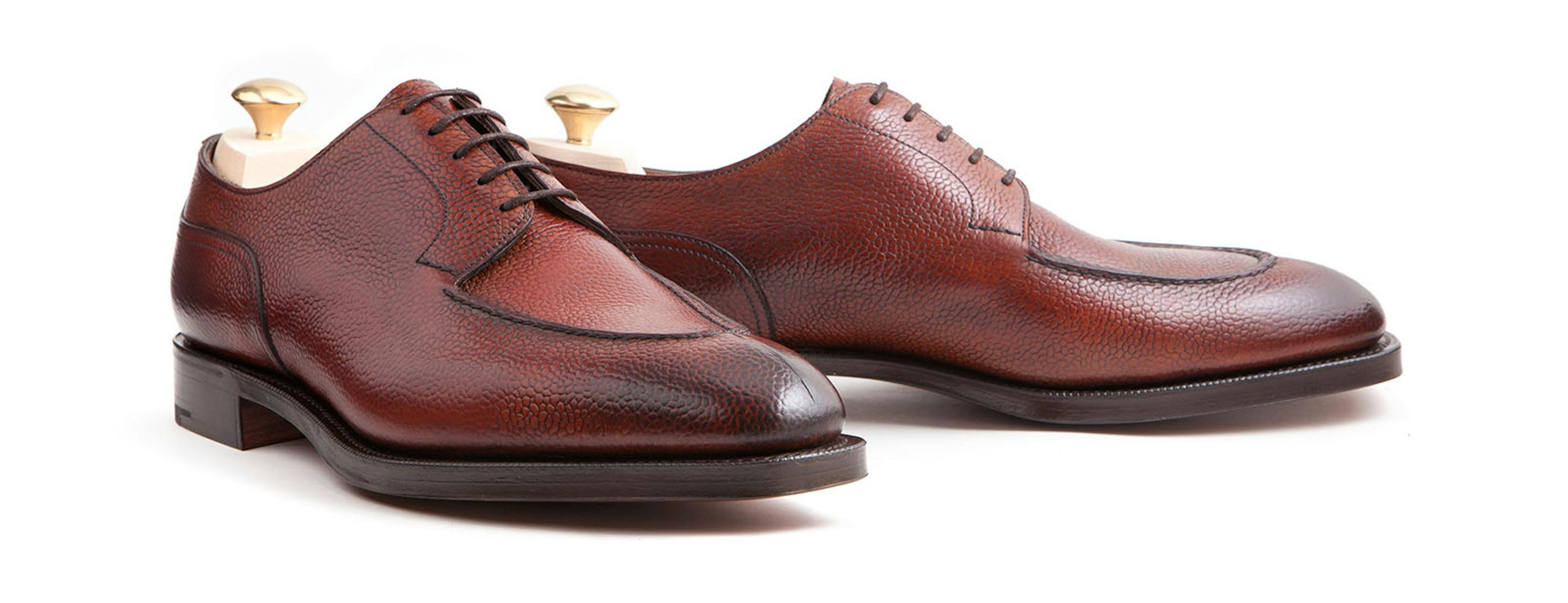 Front view of the Edward Green Dover in Rosewood country calf.