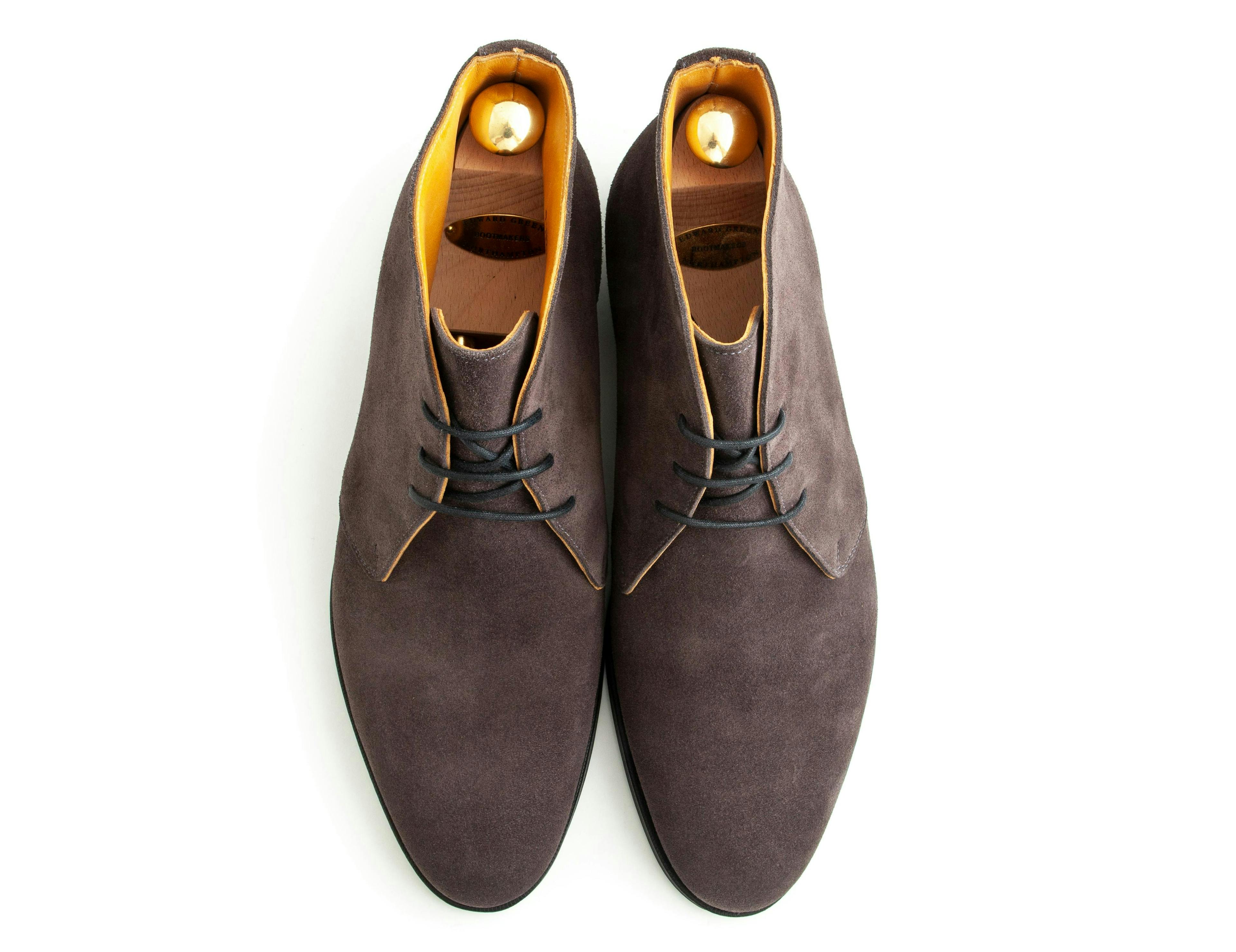 Top view of an Edward Green Banbury in lavagna suede.